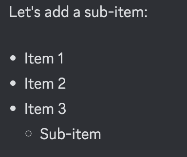 sub items with list