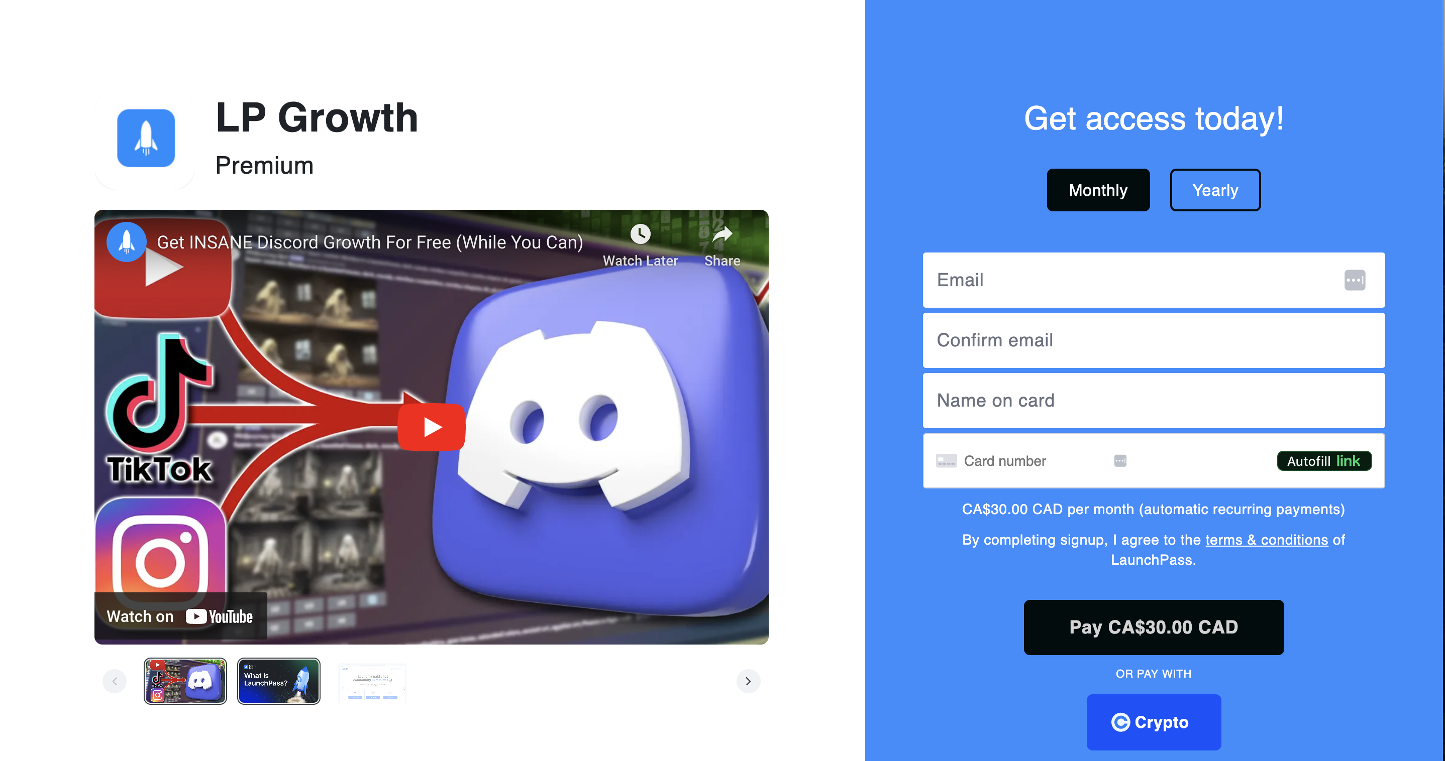 signup page a